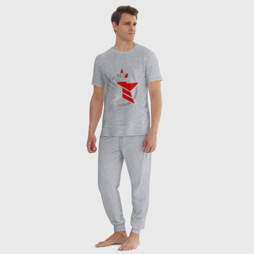 Мужская пижама хлопок с принтом N7 Mass Effect, вид сбоку #3