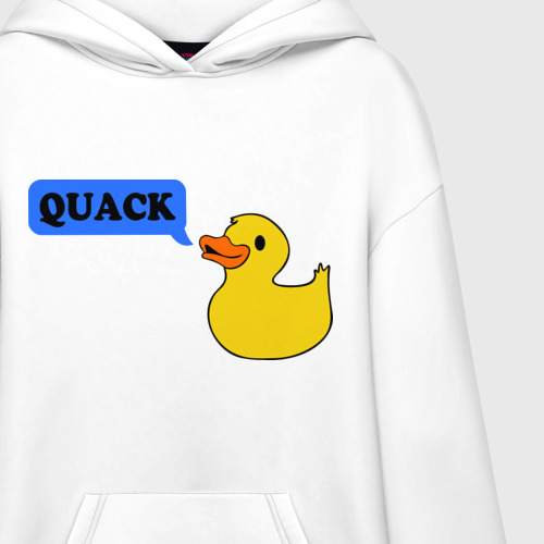 Худи SuperOversize хлопок Утка говорит quack, цвет белый - фото 3