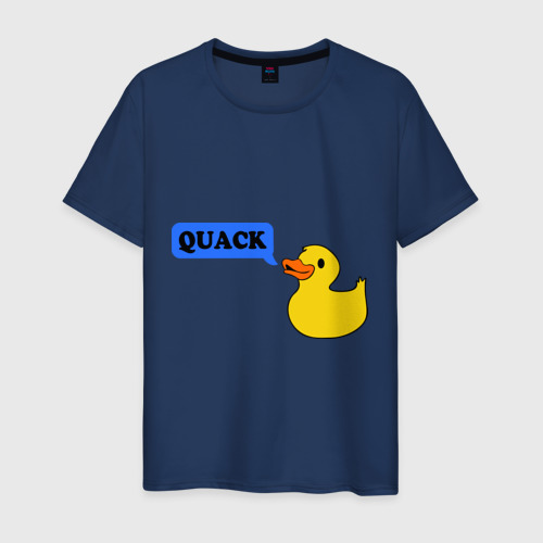 Мужская футболка хлопок Утка говорит quack, цвет темно-синий
