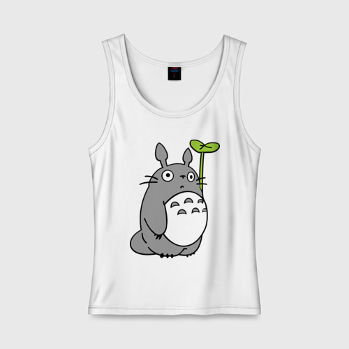 Женская Майка TOTORO с листом (без рукавов, хлопок)