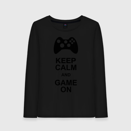 Женский лонгслив хлопок Keep calm and game on, цвет черный