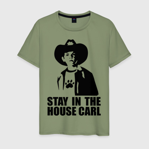 Мужская футболка хлопок Walking dead - stay in the house Carl, цвет авокадо