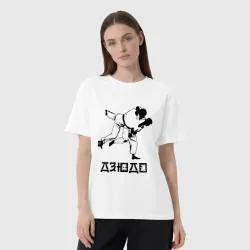Женская футболка хлопок Oversize Дзюдо 3 - фото 2
