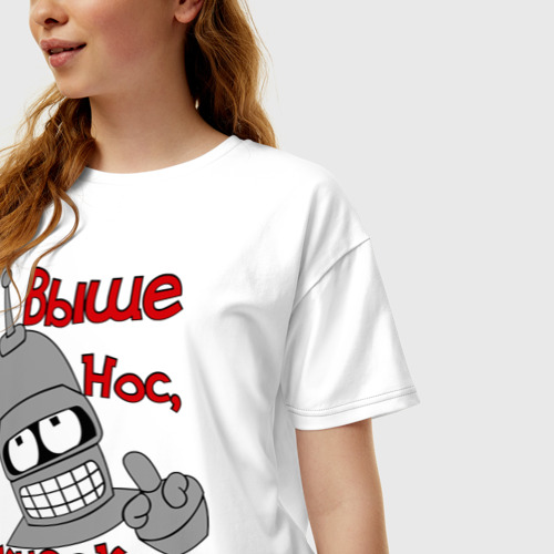 Женская футболка хлопок Oversize Bender кусок мяса, цвет белый - фото 3