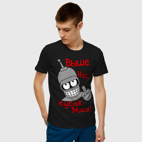 Мужская футболка хлопок bender кусок мяса, цвет черный - фото 3