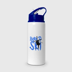 Бутылка для воды с трубочкой Born to ski