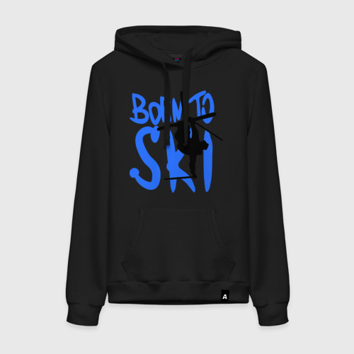 Женская толстовка хлопок Born to ski, цвет черный