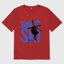 Женская футболка хлопок Oversize Born to ski