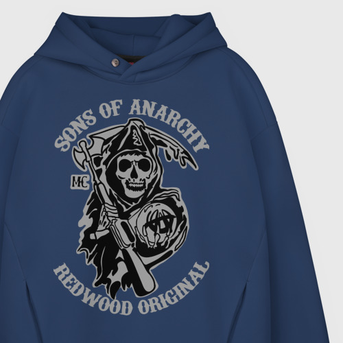 Мужское худи Oversize хлопок Sons of anarchy logo - фото 4