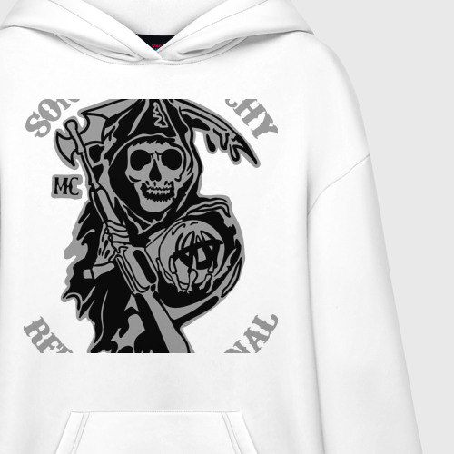 Худи SuperOversize хлопок Sons of anarchy logo, цвет белый - фото 3