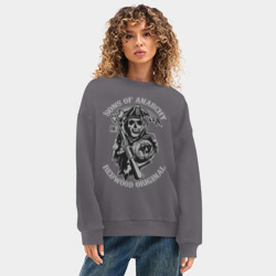 Женский свитшот oversize без начеса хлопок Sons of anarchy logo - фото 2