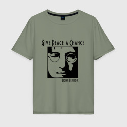 Мужская футболка хлопок Oversize John Lennon Джон Леннон Give Peace a Chance