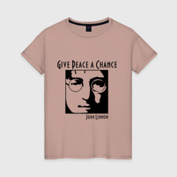 Женская футболка хлопок John Lennon Джон Леннон Give Peace a Chance