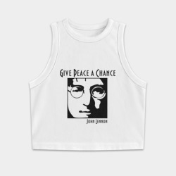 Женская укороченная майка-топ хлопок John Lennon Джон Леннон Give Peace a Chance