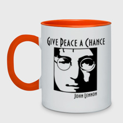 Кружка двухцветная John Lennon Джон Леннон Give Peace a Chance