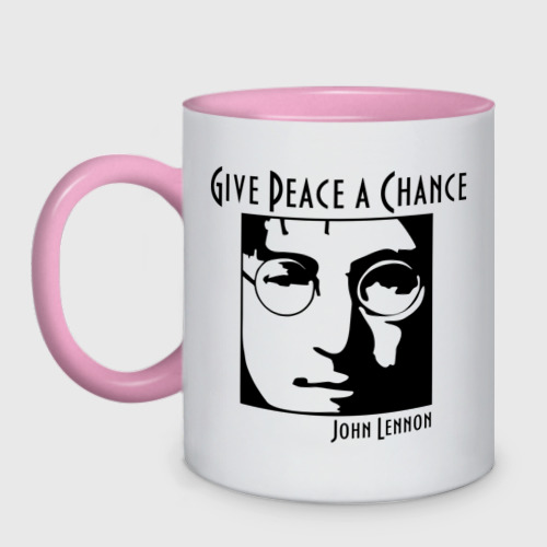 Кружка двухцветная John Lennon Джон Леннон Give Peace a Chance, цвет белый + розовый