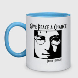 Кружка двухцветная John Lennon Джон Леннон Give Peace a Chance