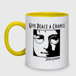 Кружка двухцветная John Lennon Джон Леннон Give Peace a Chance