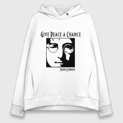 Женское худи Oversize хлопок John Lennon Джон Леннон Give Peace a Chance