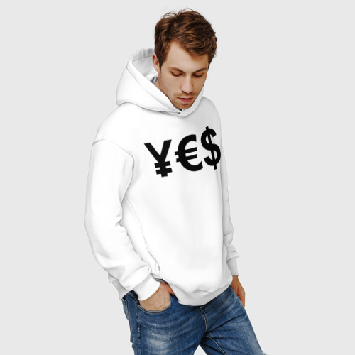 Мужское худи Oversize хлопок YE$, цвет белый - фото 7