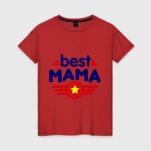 Женская футболка хлопок Best mama logo, цвет красный