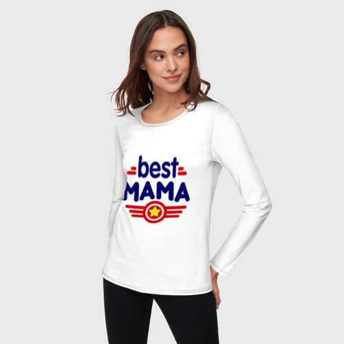 Женский лонгслив хлопок Best mama logo - фото 3