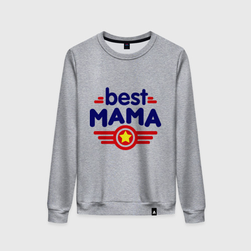 Женский свитшот хлопок Best mama logo, цвет меланж