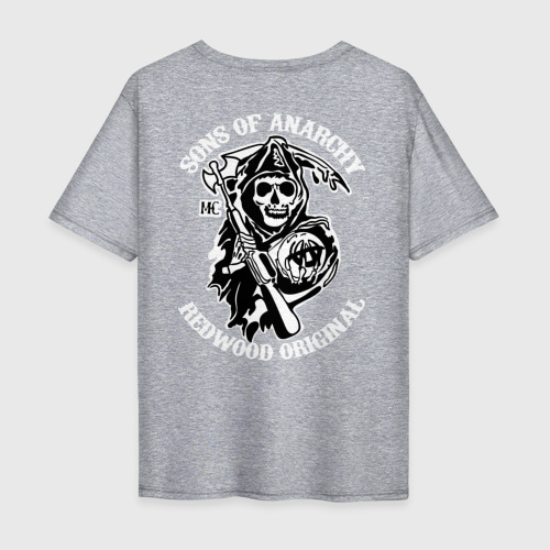 Мужская футболка хлопок Oversize Sons of anarchy back, цвет меланж - фото 2