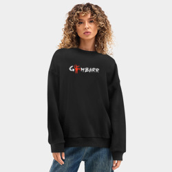 Женский свитшот oversize без начеса хлопок Gimbarr - ломаная кость - фото 2