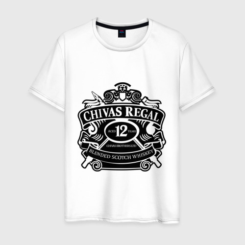 Мужская футболка хлопок Chivas Regal blended scotch, цвет белый