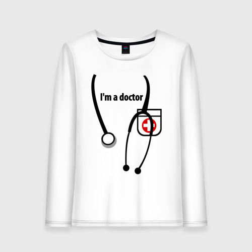 Женский лонгслив хлопок I m Doctor, цвет белый