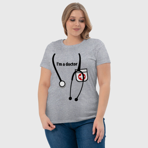 Женская футболка хлопок I m Doctor, цвет меланж - фото 6