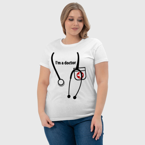 Женская футболка хлопок I m Doctor, цвет белый - фото 6