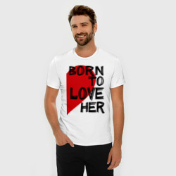 Мужская футболка хлопок Slim Born to love her - фото 2