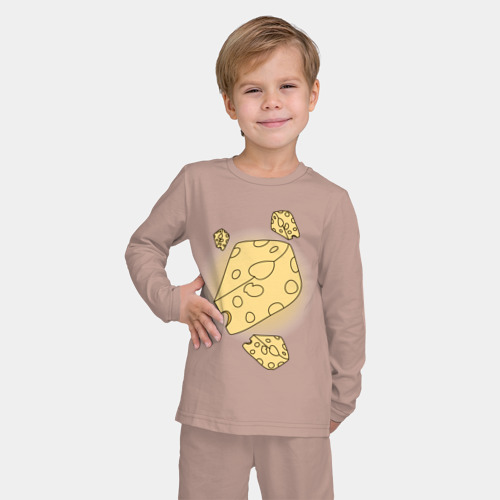 Детская пижама с лонгсливом хлопок Cheese for mousy, цвет пыльно-розовый - фото 3