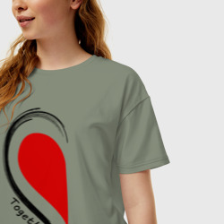 Женская футболка хлопок Oversize Together forever first - фото 2