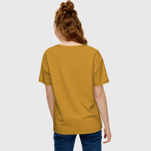 Женская футболка хлопок Oversize Рыба-пират, цвет горчичный - фото 4