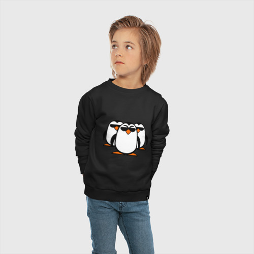Детский свитшот хлопок Банда пингвинов, цвет черный - фото 5