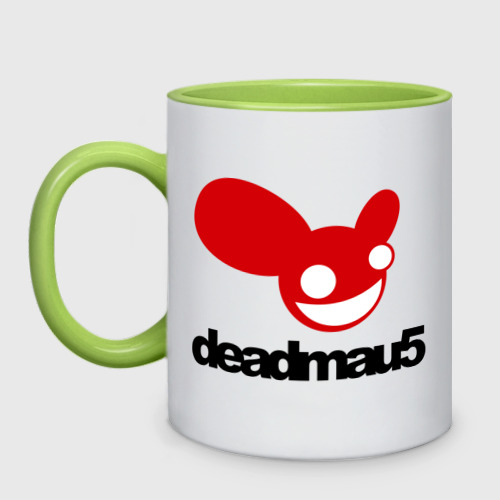 Кружка двухцветная DeadMau5., цвет белый + светло-зеленый