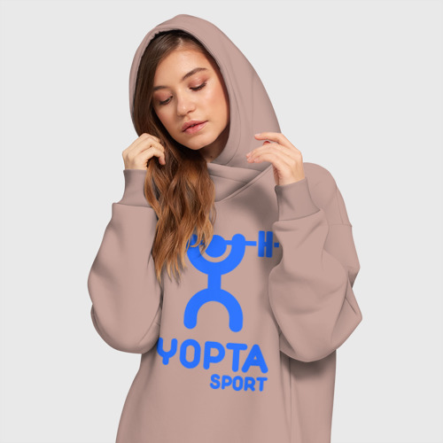 Платье-худи хлопок Yopta Sport, цвет пыльно-розовый - фото 3