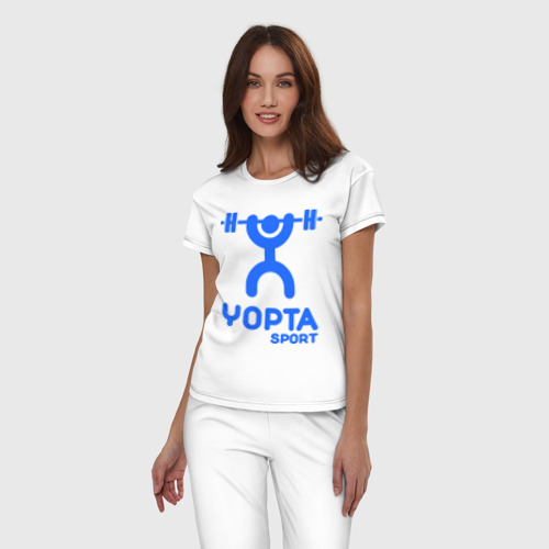 Женская пижама хлопок Yopta Sport, цвет белый - фото 3