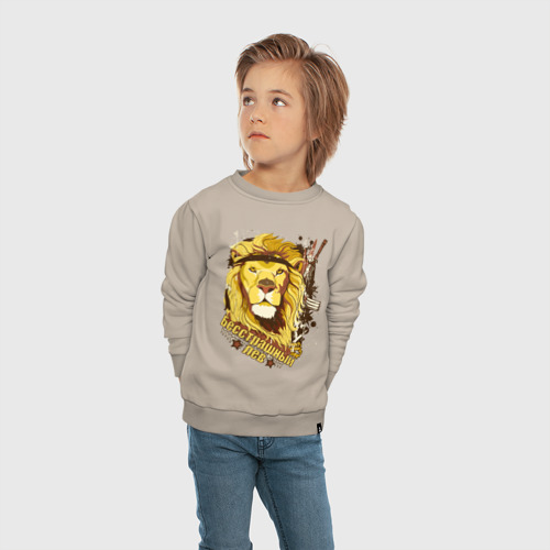 Детский свитшот хлопок Fearless lion, цвет миндальный - фото 5