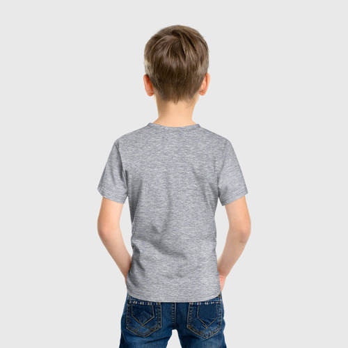 Детская футболка хлопок День и ночь защищаю страну, цвет меланж - фото 4