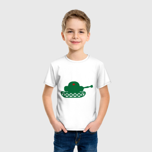 Детская футболка хлопок Детский танк, цвет белый - фото 3