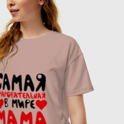 Женская футболка хлопок Oversize Самая мама - фото 2