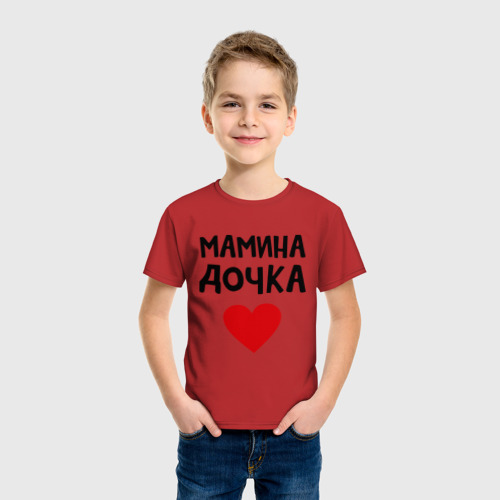 Детская футболка хлопок Мамина дочка, цвет красный - фото 3