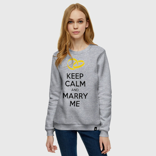 Женский свитшот хлопок Keep calm and marry me, цвет меланж - фото 3