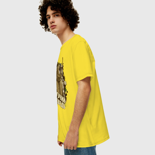 Мужская футболка хлопок Oversize Powerful bear, цвет желтый - фото 5