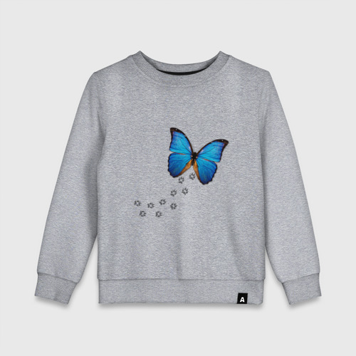 Детский свитшот хлопок Реалистичная бабочка, цвет меланж