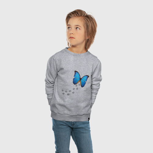 Детский свитшот хлопок Реалистичная бабочка, цвет меланж - фото 5
